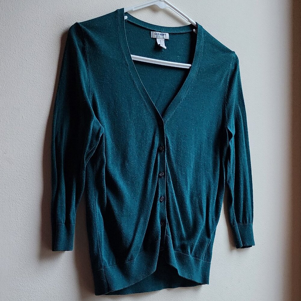 Old Navy Turquoise Button Down Cardigan Size Petite Small - Picture 3 of 12